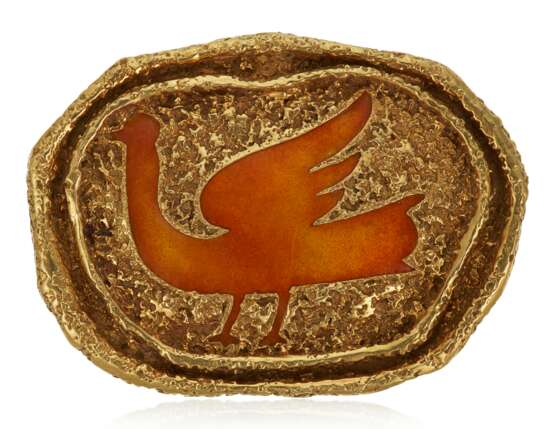 Braque, Georges. GEORGES BRAQUE ENAMEL AND GOLD 'PROCRIS' BROOCH - Foto 1