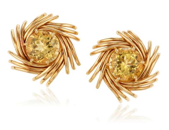 Schlumberger, Jean. Tiffany & Co.. TIFFANY & CO. JEAN SCHLUMBERGER HELIODOR AND GOLD EARRINGS - фото 1