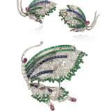 SET OF MULTI-GEM AND DIAMOND BUTTERFLY JEWELRY - фото 1