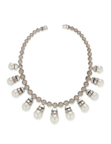 SET OF CULTURED PEARL AND DIAMOND JEWELRY - photo 4