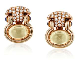 BULGARI COLORED SAPPHIRE, SAPPHIRE AND DIAMOND EARRINGS