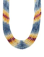 SAPPHIRE AND RUBY BEAD NECKLACE