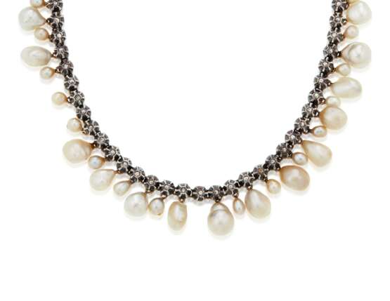 NATURAL PEARL AND DIAMOND NECKLACE - Foto 1