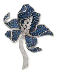 SAPPHIRE AND DIAMOND ORCHID BROOCH