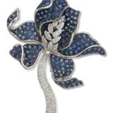 SAPPHIRE AND DIAMOND ORCHID BROOCH - photo 1