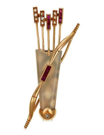 Cartier. CARTIER RUBY AND DIAMOND QUIVER BROOCH - photo 1