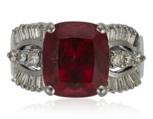 RUBELLITE TOURMALINE AND DIAMOND RING