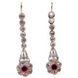 “ART NOUVEAU DROP EARRINGS WITH NUMEROUS BRILLIANT-CUT DIAMONDS AND WITH A RUBY OCCUPIED” - photo 1