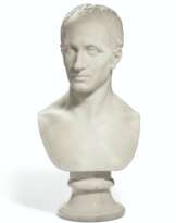 A WHITE MARBLE SELF-PORTRAIT BUST