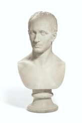 A WHITE MARBLE SELF-PORTRAIT BUST