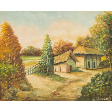 SALOMON, G. (20. Jahrhundert) 'Strohgedeckte Hütten in Landschaft'. - photo 2