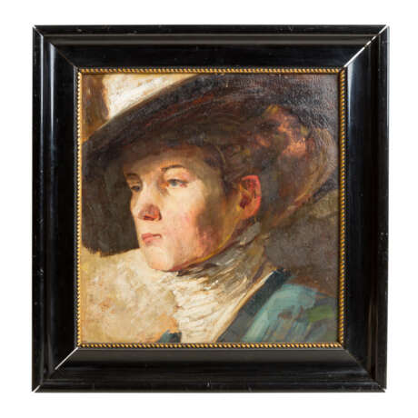 IMPRESSIONISTISCHER MALER (19./20. Jahrhundert), "Portrait einer mondänen Dame mit Hut", - photo 2