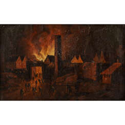 MALER/IN 18./19. Jahrhundert, "Nächtlicher Stadtbrand",