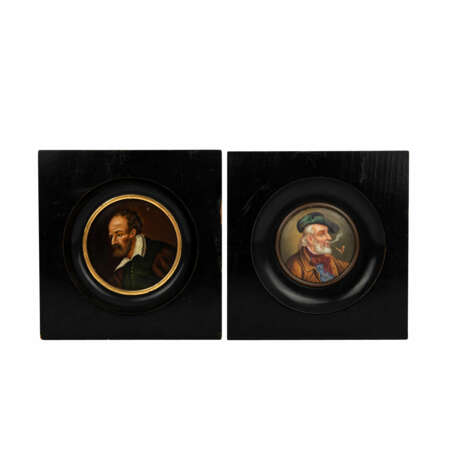 MINIATURMALER/IN 19. Jahrhundert, Konvolut 2 Herrenportraits, - Foto 2