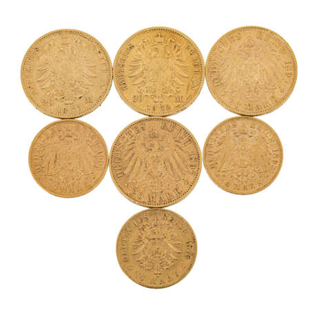 Württemberg/GOLD - 4 x 20 Goldmark und 3 x 10 Goldmark, - фото 2