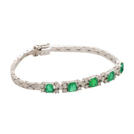 Armband mit 5 achteckigen Smaragdcarrés - Foto 2