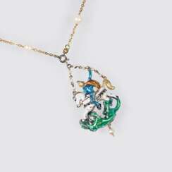 Anhänger 'Hlg. Georg mit Drachen' an Goldkette
