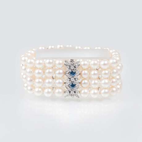 Perlen-Armband mit Saphir-Brillant-Schließe - photo 1