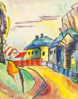 Gelbe Straße am Dorfrand