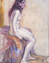 Sitzender Akt mit Rose im Haar