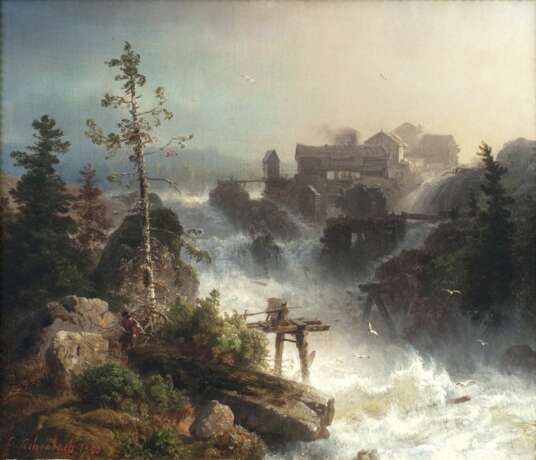 Andreas Achenbach. Wasserfall mit Sägemühle - фото 1