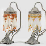 Paar figurale Jugendstil-Tischlampen mit Nymphen - Foto 1