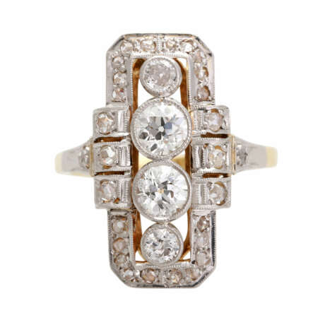 ART DÉCO Ring mit Diamanten, zusammen ca. 0,8ct, - фото 1