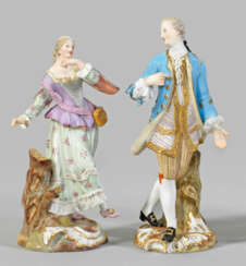 Zwei Figuren "Kavalier mit Hut" und "Tanzende Schäferin"