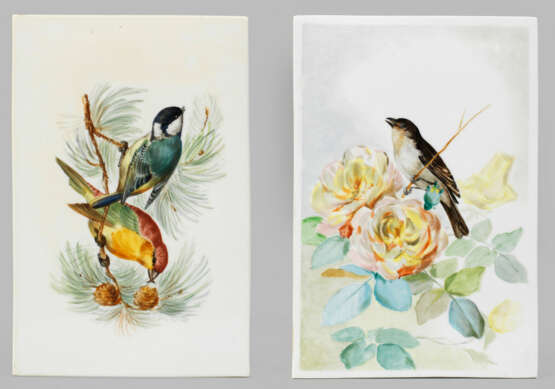 Paar Bildplatten mit Vogelmotiven - photo 1