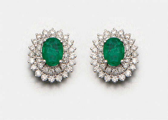 Paar kolumbianische Smaragd-Ohrringe - photo 1