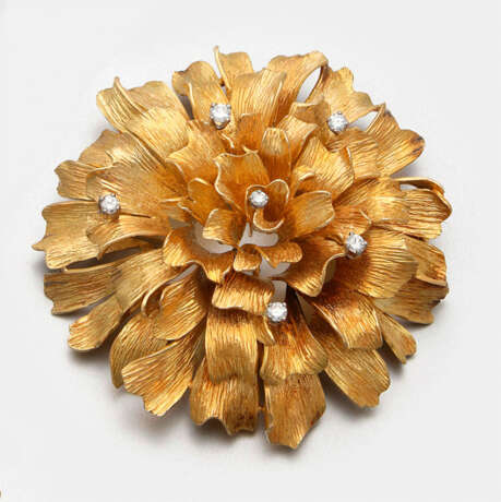 Große Blüten-Brosche mit Diamanten in Ajour - фото 1