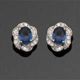 Paar elegante Saphir-Diamantohrringe - Foto 1