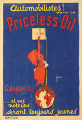 Großes Art Déco-Werbeplakat für "Priceless-Oil"