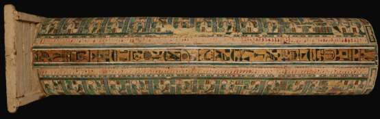 AN EGYPTIAN PAINTED WOOD COFFIN LID FOR ASET-EM-AKHBIT - photo 3