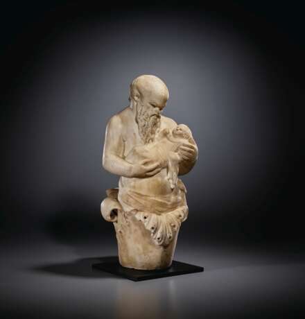 A ROMAN MARBLE TRAPEZOPHORUS WITH SILENUS AND THE INFANT BACCHUS - Foto 2