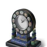 BLACK, STARR & FROST, NEW YORK, MADE BY RUBEL FRÈRES, PARIS, LAPIS LAZULI, BLACK ONYX, ROCK CRYSTAL, MOTHER-OF-PEARL, GOLD AND PLATINUM MYSTERY CLOCK INSPIRED BY THE AZTEC SUN STONE - photo 1