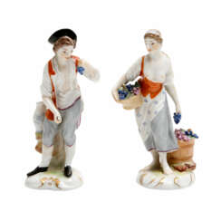 LUDWIGSBURG 2 Figuren 'Winzerin und Winzer', 20. Jahrhundert