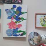 Painting “Irises”, Canvas on the subframe, Acrylic paint, Realist, 2021 - photo 4