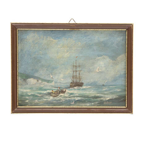 JAMES, ROY E. (Maler 19./20. Jahrhundert), PAAR Marinen "Segelschiffe vor der Küste", - photo 2