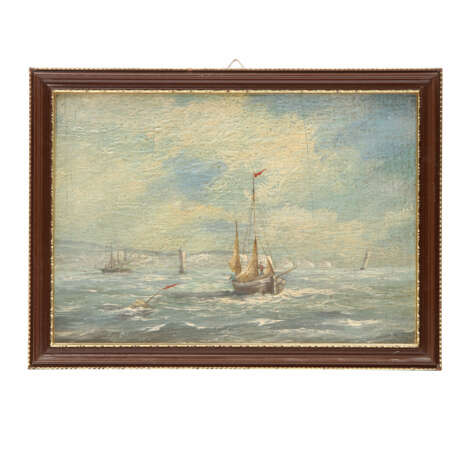 JAMES, ROY E. (Maler 19./20. Jahrhundert), PAAR Marinen "Segelschiffe vor der Küste", - photo 3