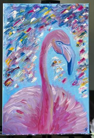 Розовый фламинго Canvas on the subframe Alla prima Russia 2021 - photo 1