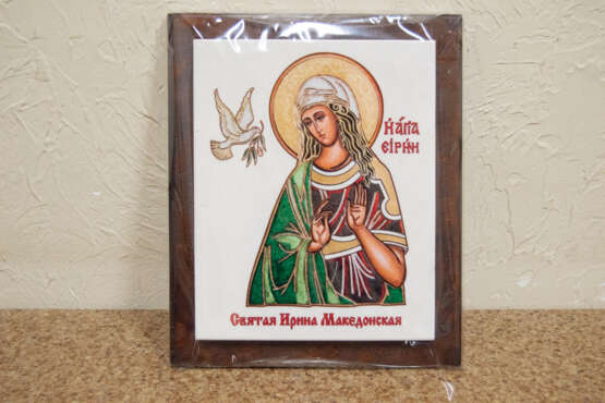 Именная Икона Ирины великомученицы Marble Mixed media резьба по камню Religious genre Byelorussia 2021 - photo 3