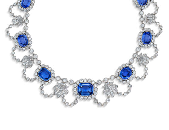 EARLY 19TH CENTURY SAPPHIRE AND DIAMOND NECKLACE - Foto 3