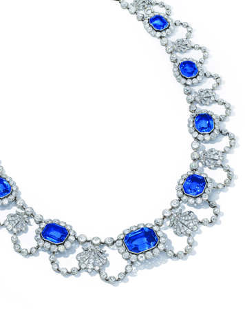 EARLY 19TH CENTURY SAPPHIRE AND DIAMOND NECKLACE - Foto 4