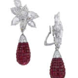 Harry Winston. MAGNIFICENT PAIR OF DIAMOND AND RUBY EARRINGS - Foto 2