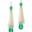 ELEGANT EMERALD, NATURAL PEARL AND DIAMOND EARRINGS, BHAGAT - Archives des enchères