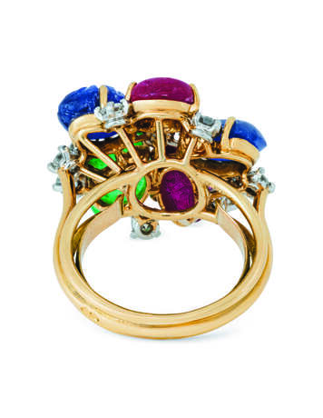 Cartier. EMERALD, RUBY, SAPPHIRE AND DIAMOND `TUTTI FRUTTI` RING, CARTIER PARIS - photo 2