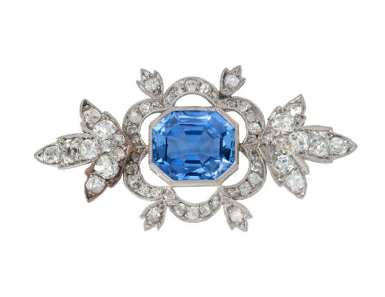 EARLY 19TH CENTURY SAPPHIRE AND DIAMOND BROOCH - Foto 1