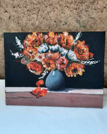 Цветочный взрыв Холст на подрамнике Акриловые краски Экспрессионизм Натюрморт Украина 2021 г. - фото 1