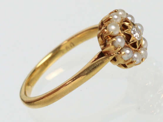 Brillant Ring mit Saatperlen - Gelbgold 750 - photo 2